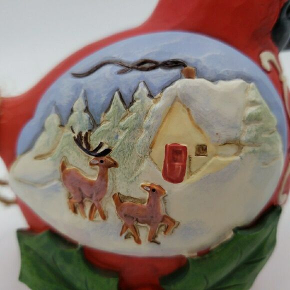 Jim Shore Cardinal Christmas Figure Winters Joy Rustic Folk Art Carved Red Bird - Picture 8 of 16